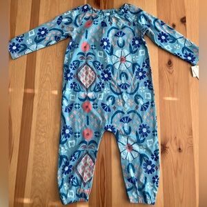 New With Tags Tea Collection Raglan Baby Romper Tile Print 12-18 months
